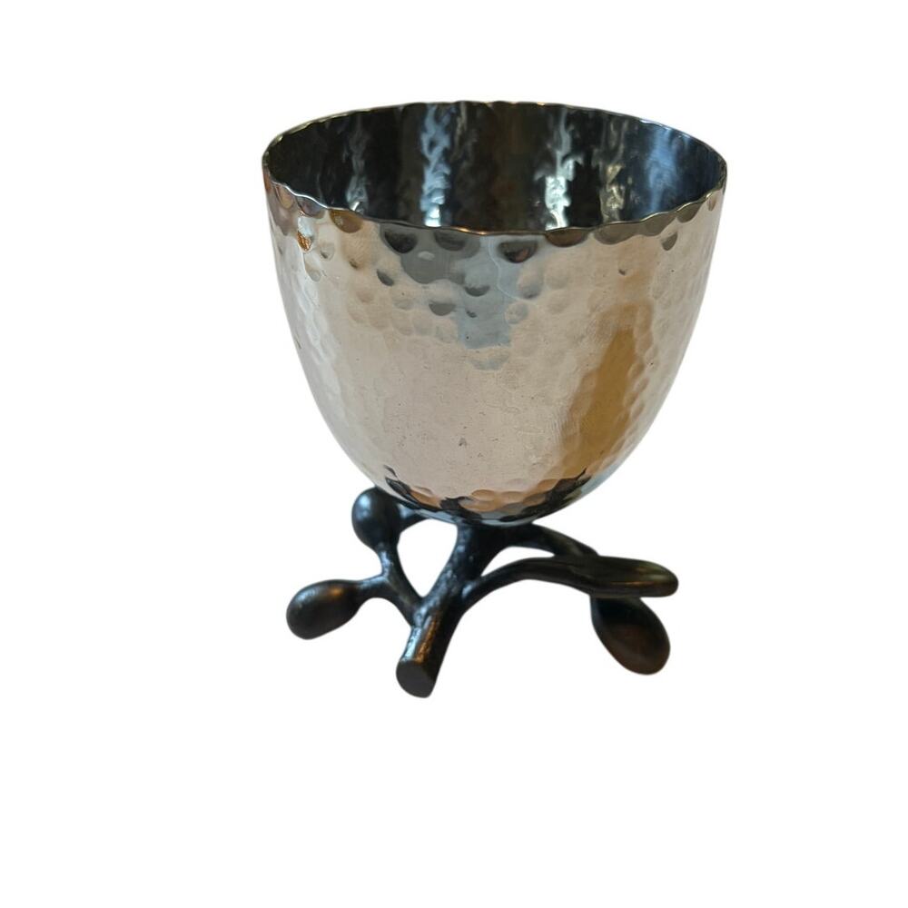 Michael Aram Pomegranate Kiddush Cup Signed judaica Hammered Stainless